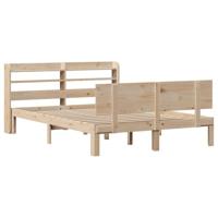 Bedframe met hoofdbord massief grenenhout 150x200 cm - thumbnail