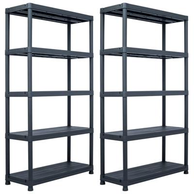 vidaXL Opbergrekken 2 st 500 kg 100x40x180 cm kunststof zwart vidaXL Opbergrekken 2 st 500 kg 100x40x180 cm kunststof zwart