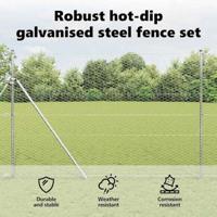 VidaXL Afrasteringspaal zilver 25 x 1,5 m (36 mm gaas) staal - thumbnail