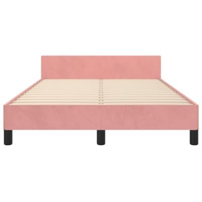 Bedframe met hoofdeinde fluweel roze 120x200 cm