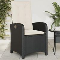 Tuinstoelen 2 st verstelbaar met kussens poly rattan zwart - thumbnail