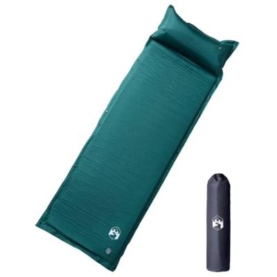 VidaXL Kampeermatras met kussen zelfopblazend 1-persoons groen VidaXL Kampeermatras met kussen zelfopblazend 1-persoons groen