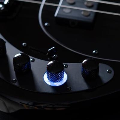 Sterling by Music Man DarkRay EB Black elektrische basgitaar met deluxe gigbag
