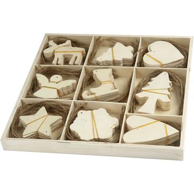 Creativ Company Versier je houten kerst hangers, 72st.