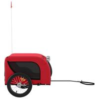 Hondenfietstrailer oxford stof en ijzer rood en zwart - thumbnail