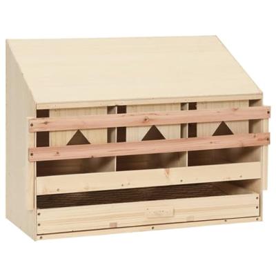 VidaXL Kippenlegkast 3 compartimenten 72x33x54 cm massief grenenhout