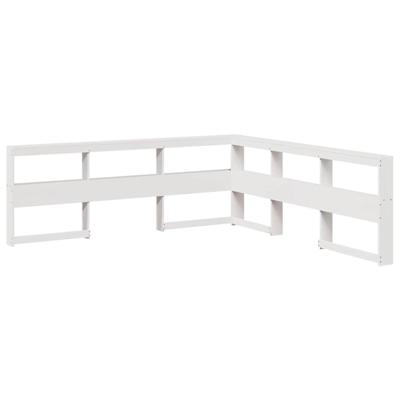 Bed met boekenkast zonder matras grenenhout wit 200x200 cm - thumbnail