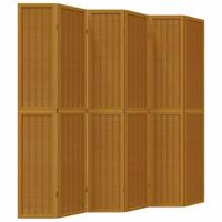Kamerscherm met 6 panelen massief paulowniahout bruin - thumbnail