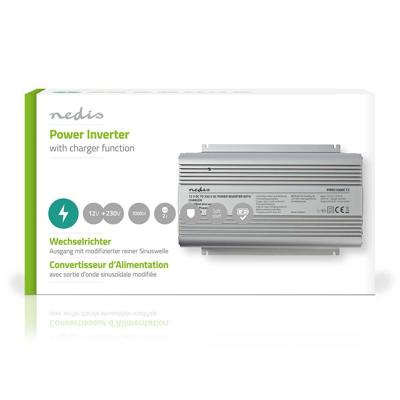 Stroomomvormer Gemodificeerde Sinusgolf | 12 V DC - 230 V AC | 1000 W | 2x Schuko-Uitgang | Oplaadfunctie