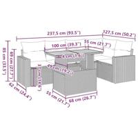 6-delige Loungeset met kussens poly rattan grijs - thumbnail