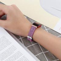 By Qubix - Compatible met Fitbit Inspire 1 / HR/Ace 2 Canvas nylon bandje - Maat: Large - Paars - Compatible fitbit bandje - thumbnail