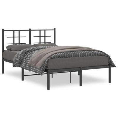 Bedframe met hoofdbord metaal zwart 120x190 cm Bedframe met hoofdbord metaal zwart 120x190 cm