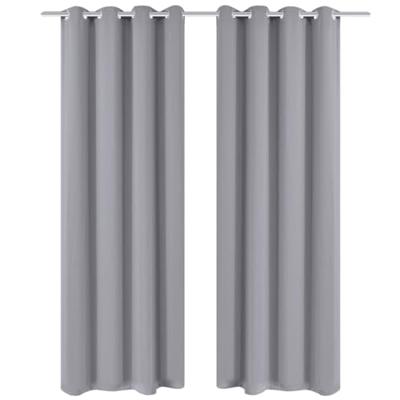 VidaXL Gordijnen met metalen ringen 135 x 245 cm 2 stuks (grijs)