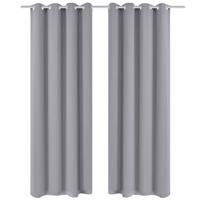 VidaXL Gordijnen met metalen ringen 135 x 245 cm 2 stuks (grijs) - thumbnail