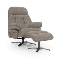 Eleonora Verstelbare Fauteuil 'Caleb' Met voetenbank, kleur Taupe - thumbnail