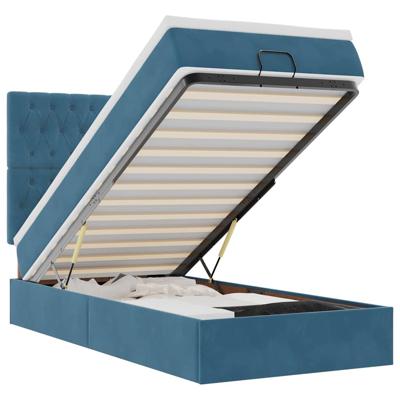 Ottoman bed met matrassen en LED's 90x200cm fluweel donkerblauw