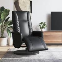 Fauteuil verstelbaar met voetensteun kunstleer zwart - thumbnail