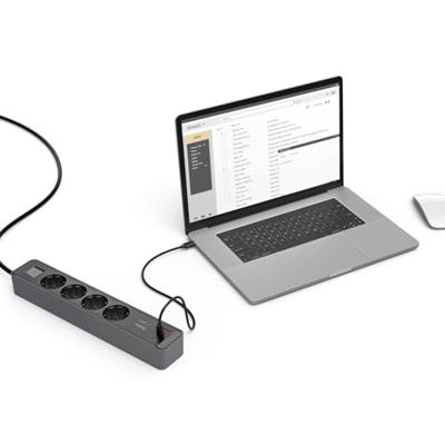 Hama Stekkerdoos 4-voudig USB-C/A 65W PD Schakelaar 1,4 M Zwart/grijs