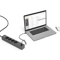 Hama Stekkerdoos 4-voudig USB-C/A 65W PD Schakelaar 1,4 M Zwart/grijs - thumbnail