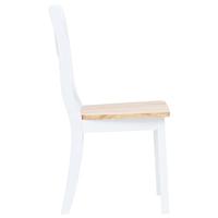 VidaXL Eetkamerstoelen 4 st massief rubberwood naturel en wit - thumbnail