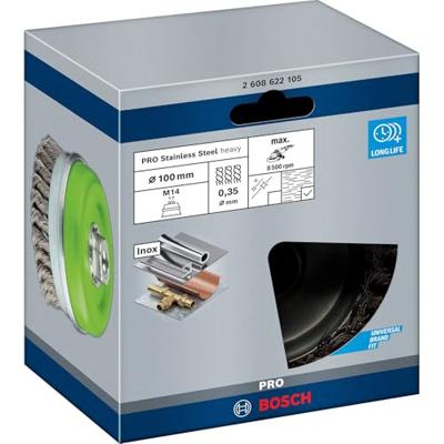 Bosch Accessories Komborstel, roestvrij, 100 mm, 0,35 mm, 8.500 omw/min, 14 Bosch Power Tools 2608622105 1 stuk(s)