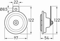 Hella 3BA 002 768-382 3BA 002 768-382 Lowtone Enkelvoudige toeter 24 V - thumbnail