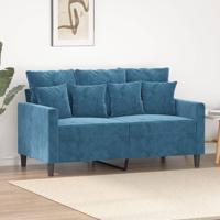 Tweezitsbank 120 cm fluweel blauw - thumbnail