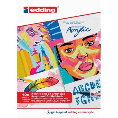 Olie- en Acrylblok edding 30010 A3 10 vel 300 gram wit | 15 stuks Olie- en Acrylblok edding 30010 A3 10 vel 300 gram wit | 15 stuks