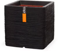 Capi plantenbak nature rib vierkant 40x40 cm zwart kblr903 - thumbnail