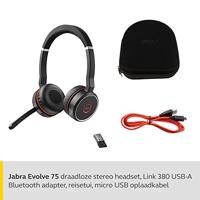 Jabra Evolve 75 MS Stereo Headset Bedraad en draadloos Hoofdband Kantoor/callcenter Micro-USB Bluetooth Zwart, Rood - thumbnail