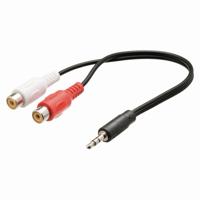 Stereo-Audiokabel | 3,5 mm Male - 2x RCA Female | 0,2 m | Zwart - thumbnail