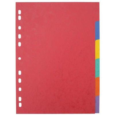 Pergamy tabbladen ft A4 maxi, 11-gaatsperforatie, stevig karton, geassorteerde kleuren, 6 tabs