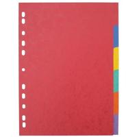 Pergamy tabbladen ft A4 maxi, 11-gaatsperforatie, stevig karton, geassorteerde kleuren, 6 tabs - thumbnail