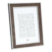 Deknudt Houten fotokader in donkerbruine houtkleur met zilverbies 15x20 S40JE3 - thumbnail