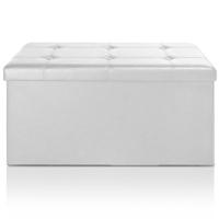 Monzana Zitbank - 80cm - met - opbergruimte - in - Wit - thumbnail