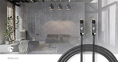 Nedis CATB25000GY10 Digitale Audiokabel Toslink Male - Toslink Male Gun Metal Grey Gevlochten Kabel