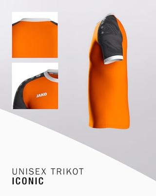 JAKO 4224 Shirt Iconic Km - Fluo Oranje/Zwart - L