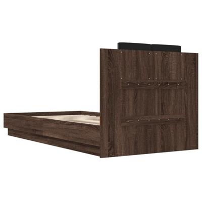 Bedframe met hoofdbord en LED bruin eikenkleur 75x190 cm