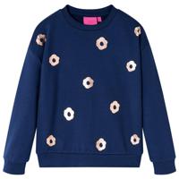 Kindertrui bloemenprint 140 marineblauw - thumbnail