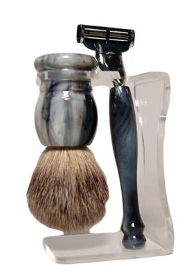 Herbapharm Luxe scheerset grijs marmer graudas (1 Set) Herbapharm Luxe scheerset grijs marmer graudas (1 Set)