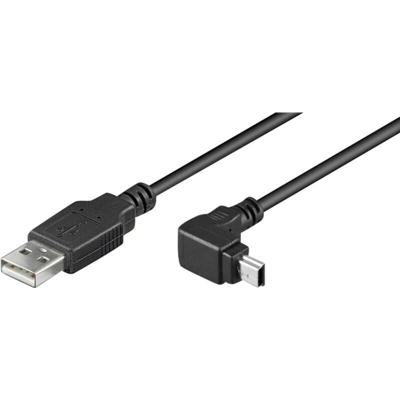 Goobay 93971 USB 2.0 naar 90 graden USB 2.0 Mini Type B-kabel 480 Mbits/USB A naar Mini B USB haakse stekker adapterkabel/GoPro - kaartlezer - hubs/zwart / 1,8 m