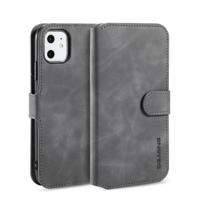 Dg. MING retro olie kant horizontale flip case met houder & kaartsleuven & portemonnee voor iPhone 11 (grijs) - thumbnail