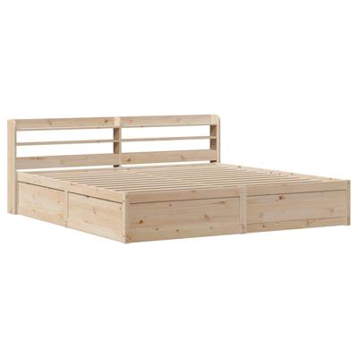 Bedframe met hoofdbord massief grenenhout 200x200 cm - thumbnail