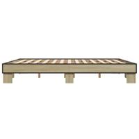 Bedframe bewerkt hout metaal sonoma eikenkleurig 160x200 cm - thumbnail