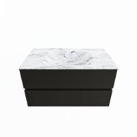 MONDIAZ VICA-DLUX 90cm badmeubel onderkast Urban 2 lades. Inbouw wastafel CLOUD midden 1 kraangat, kleur Glace. - thumbnail