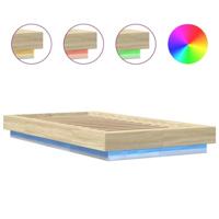 Bedframe met LED-verlichting sonoma eikenkleurig 75x190 cm - thumbnail