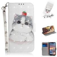 3D gekleurde tekening schattig Cat patroon horizontale Flip lederen case voor Nokia 4 2 met houder & card slots & portemonnee - thumbnail