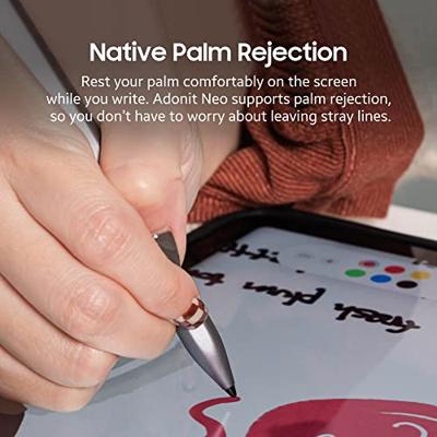 adonit Neo Stylus Apple iPad stylus met magnetische bevestiging [extra lange batterijduur, iPad Mini/Air/Pro pen met palm rejectie, dunne punt Space grijs