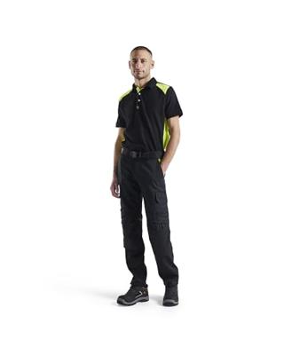 Blåkläder Industrie werkbroek stretch met kniezakken 14481832 | Zwart/High-Vis Geel | Maat 64 - 7330509760246
