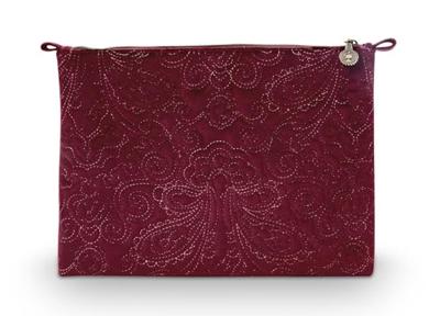 Pip Studio Pip Cosmetic Flat Pouch Large Velvet Quiltey Days Red 30x22x1cm